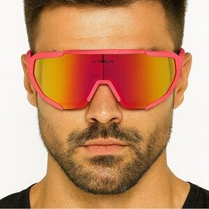 X-TIGER Pink Sports Sunglasses – Rainbow Cycling Running UV400 Eyewear